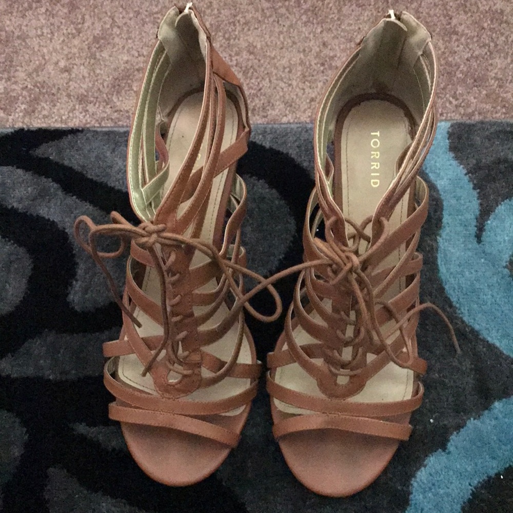 Brown lace up heels from Torrid size 13